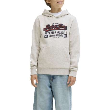 Sweat en coton mélangé écru uni avec un col à capuche et une coupe droite - Image 6