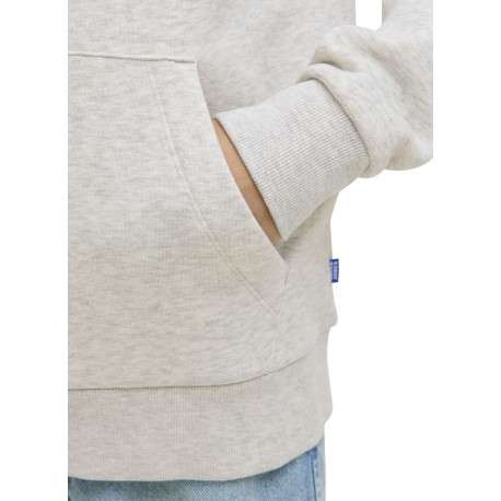 Sweat en coton mélangé écru uni avec un col à capuche et une coupe droite - Image 7