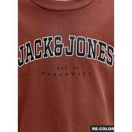T-shirt en coton brique uni avec une coupe droite et un col rond - Image 2