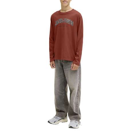 T-shirt en coton brique uni avec une coupe droite et un col rond - Image 3