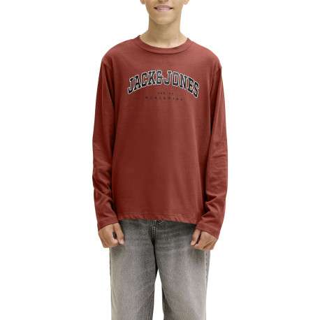 T-shirt en coton brique uni avec une coupe droite et un col rond - Image 5