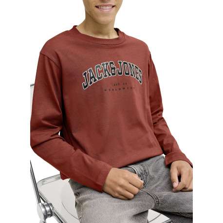 T-shirt en coton brique uni avec une coupe droite et un col rond - Image 6