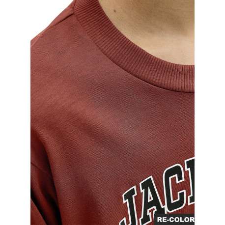 T-shirt en coton brique uni avec une coupe droite et un col rond - Image 7