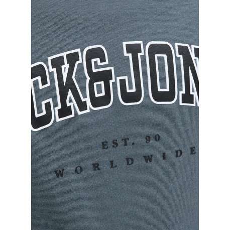 T-shirt en coton gris uni avec une coupe droite et un col rond - Image 2