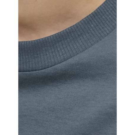 T-shirt en coton gris uni avec une coupe droite et un col rond - Image 7