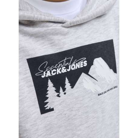 Sweat blanc imprimé avec un col à capuche et une coupe droite - Image 2
