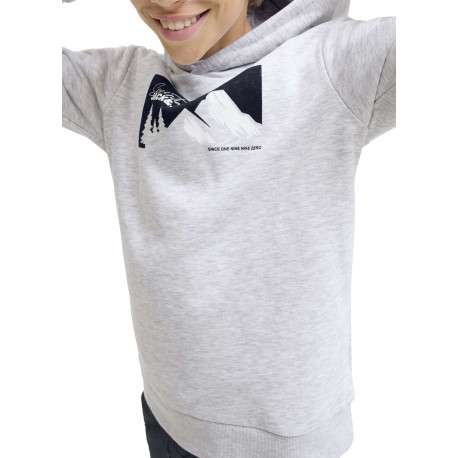 Sweat blanc imprimé avec un col à capuche et une coupe droite - Image 6