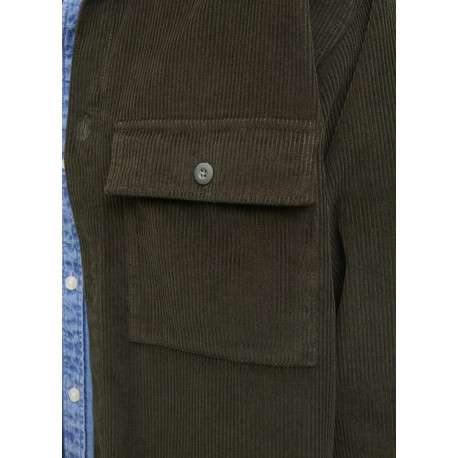 Chemise en coton kaki en velours côtelé avec une coupe droite - Image 2