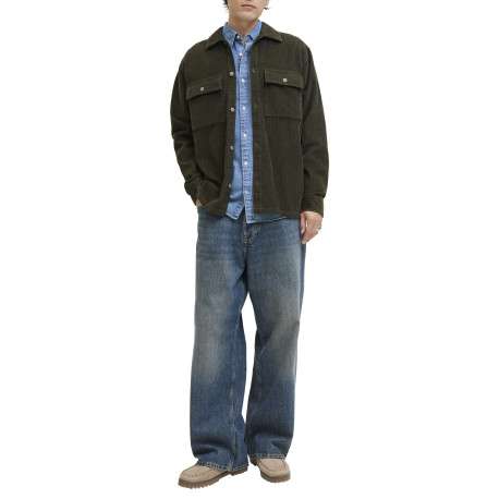 Chemise en coton kaki en velours côtelé avec une coupe droite - Image 3