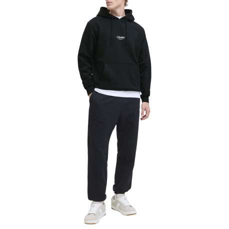 Sweat à capuche en coton mélangé noir uni avec une coupe droite - Image 3