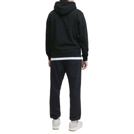 Sweat à capuche en coton mélangé noir uni avec une coupe droite - Image 4