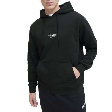 Sweat à capuche en coton mélangé noir uni avec une coupe droite - Image 6