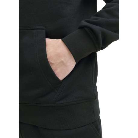 Sweat à capuche en coton mélangé noir uni avec une coupe droite - Image 7