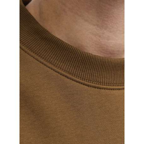 Sweat en coton mélangé camel uni à coupe droite avec un col rond - Image 2
