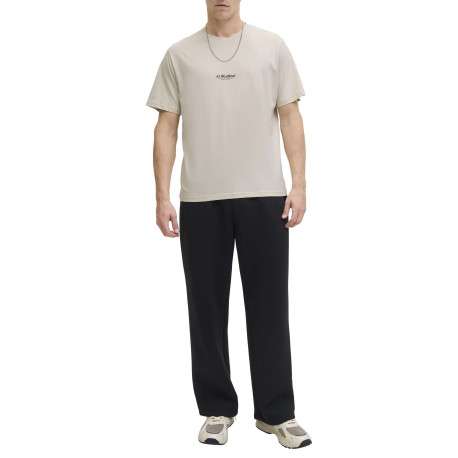 T-shirt en coton écru uni avec une coupe droite et un col rond - Image 3