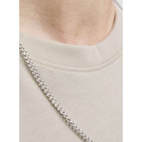 T-shirt en coton écru uni avec une coupe droite et un col rond - Image 7