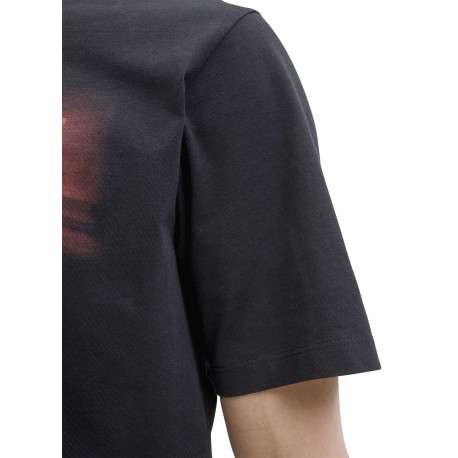 T-shirt en coton noir imprimé série à la poitrine et au dos avec un col rond - Image 7