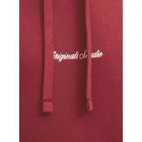 Sweat en coton rouge uni avec un col à capuche et cordon de serrage - Image 2