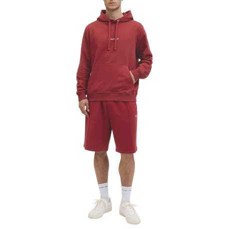 Sweat en coton rouge uni avec un col à capuche et cordon de serrage - Image 3