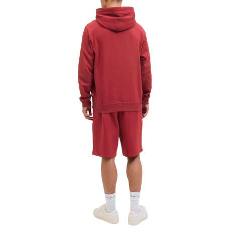Sweat en coton rouge uni avec un col à capuche et cordon de serrage - Image 4