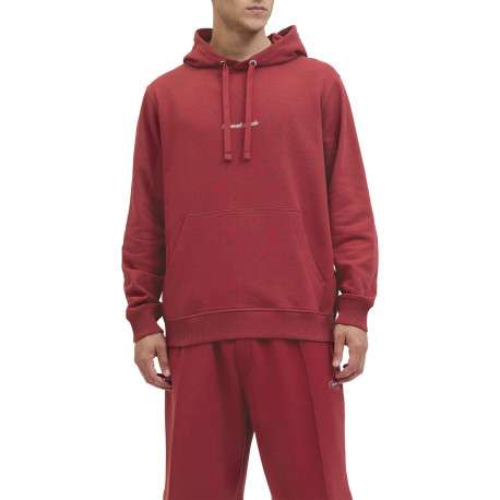 Sweat en coton rouge uni avec un col à capuche et cordon de serrage - Image 5