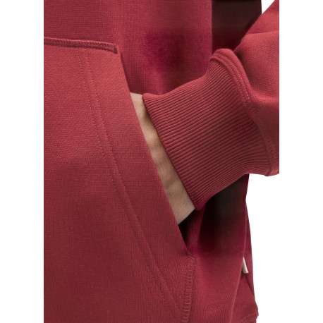 Sweat en coton rouge uni avec un col à capuche et cordon de serrage - Image 7