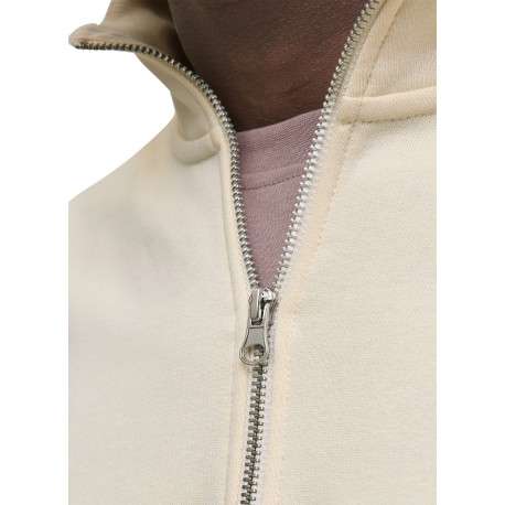 Sweat en coton écru uni avec un col montant et fermeture à glissière - Image 7