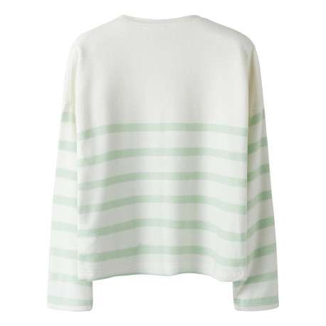 Pull vert d'eau rayé avec une coupe droite à col rond et des manches longues - Image 2
