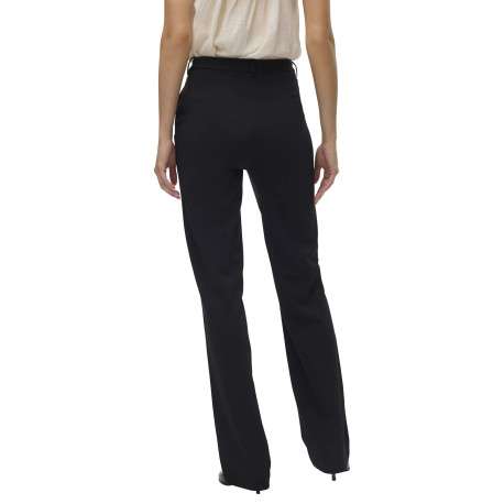 Pantalon chino noir uni avec une coupe bootcut et des passants pour ceinture - Image 4