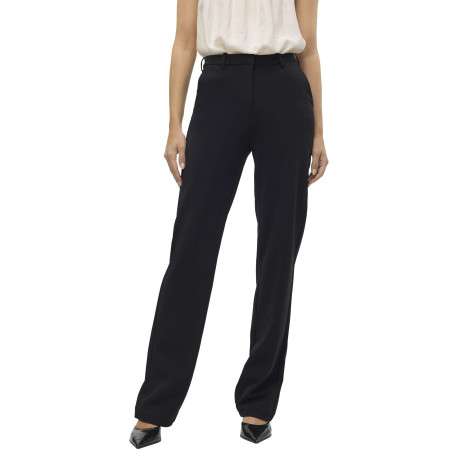 Pantalon chino noir uni avec une coupe bootcut et des passants pour ceinture - Image 5