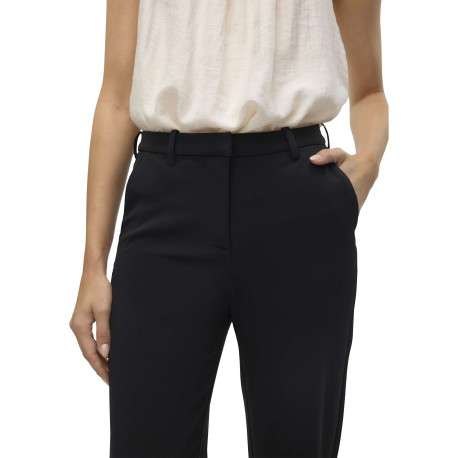 Pantalon chino noir uni avec une coupe bootcut et des passants pour ceinture - Image 6