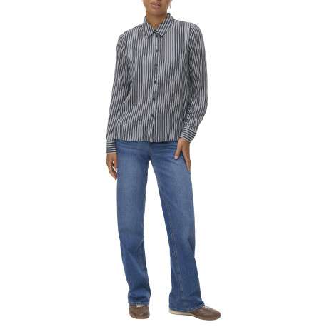 Chemisier bleu rayé avec un col chemise et à manches longues - Image 2