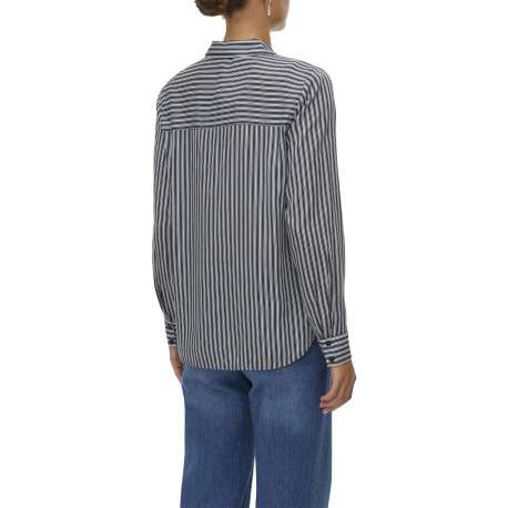 Chemisier bleu rayé avec un col chemise et à manches longues - Image 3