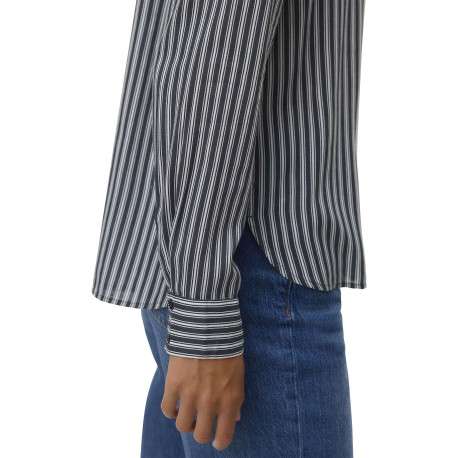 Chemisier bleu rayé avec un col chemise et à manches longues - Image 5