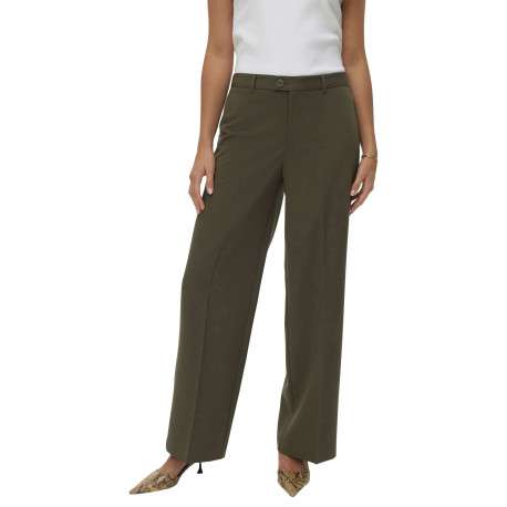 Pantalon Chino kaki uni avec une coupe bootcut et bouton à la taille - Image 3