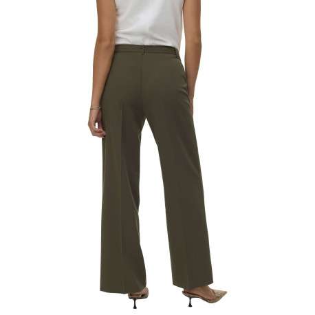 Pantalon Chino kaki uni avec une coupe bootcut et bouton à la taille - Image 4