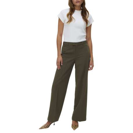 Pantalon Chino kaki uni avec une coupe bootcut et bouton à la taille - Image 5