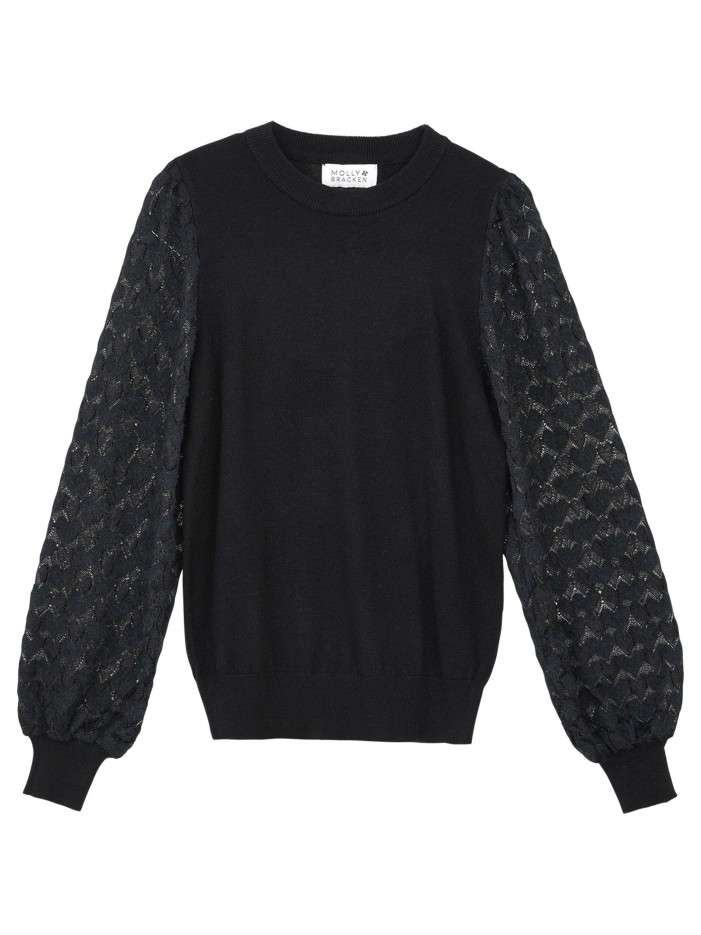 Pull noir uni en maille...