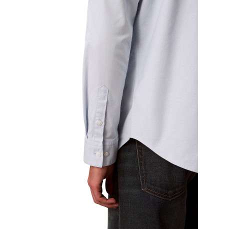 Chemise en coton ciel unie avec une coupe droite et un col à rabats - Image 5