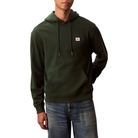 Sweat en coton sapin uni avec une coupe droite et un col à capuche