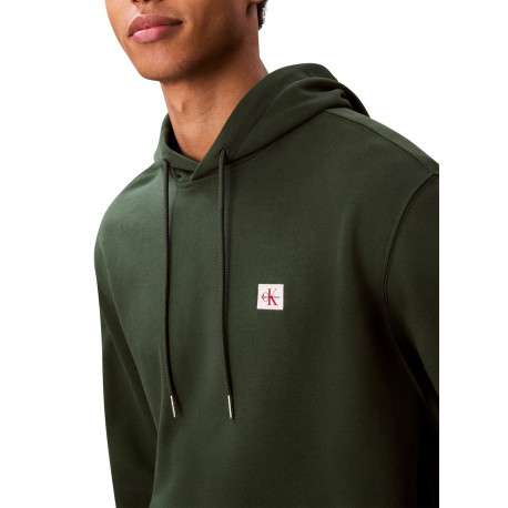 Sweat en coton sapin uni avec une coupe droite et un col à capuche - Image 4