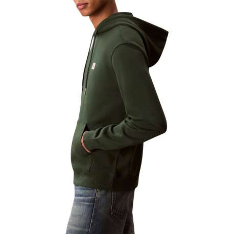 Sweat en coton sapin uni avec une coupe droite et un col à capuche - Image 5