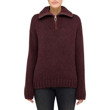 Pull chocolat uni avec une coupe droite et un col camionneur - Image 3