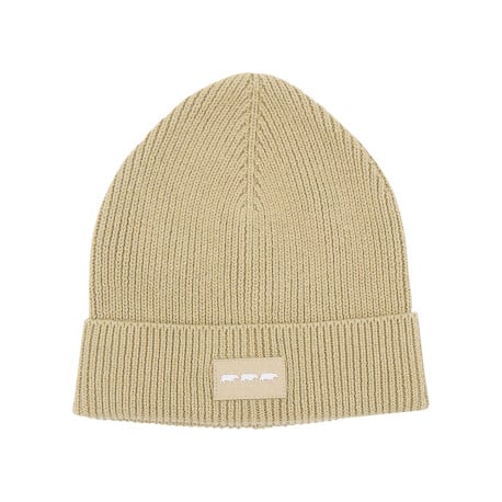 Bonnet vert en coton et cachemire avec revêtement en maille tricotée