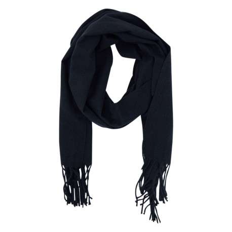 Echarpe noir en maille fine avec des franges sur les bords