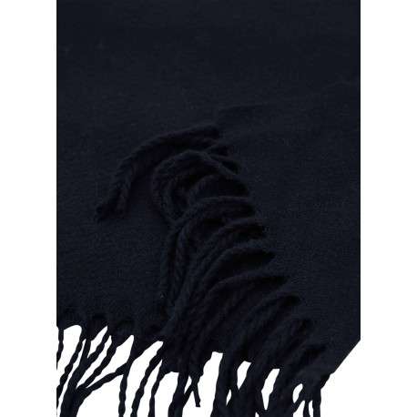 Echarpe noir en maille fine avec des franges sur les bords - Image 2