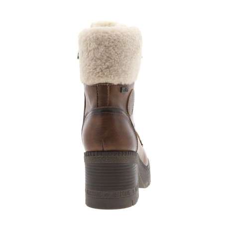 Bottines brunes à talon décroché moyen avec un zip et des lacets ronds - Image 6