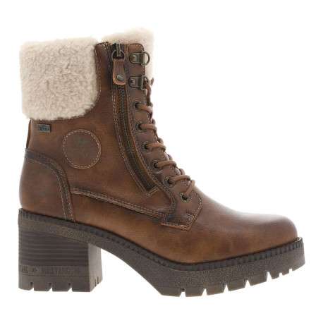 Bottines brunes à talon décroché moyen avec un zip et des lacets ronds - Image 2