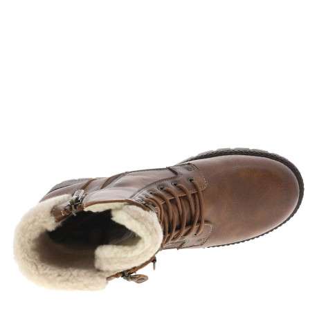 Bottines brunes à talon décroché moyen avec un zip et des lacets ronds - Image 4
