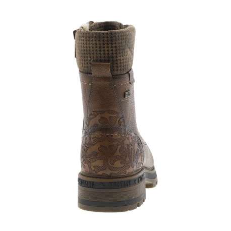 Bottines cognac à talon décroché bas avec des lacets et un zip latéral - Image 6